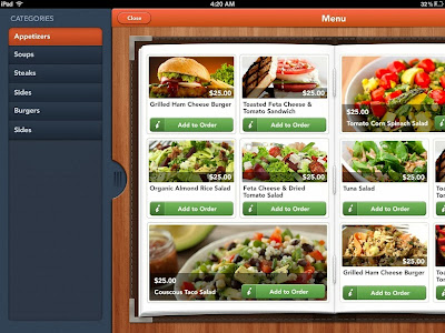 iPAD Take Order (catagory), เมนูอาหารบน iPAD