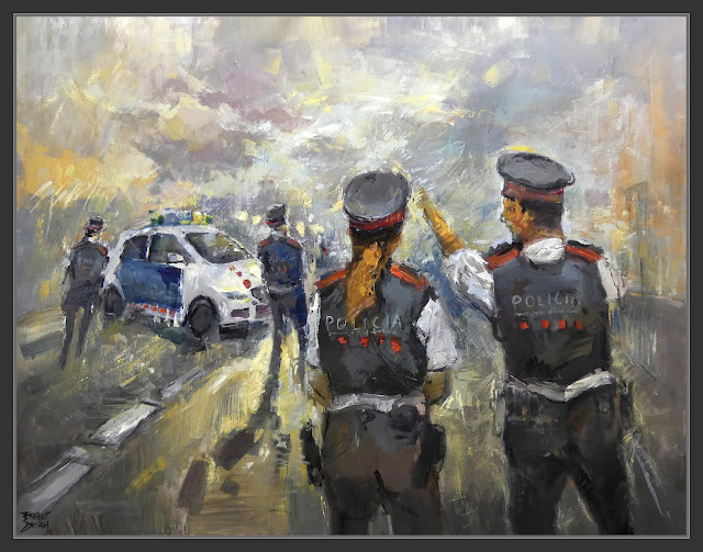 MOSSOS D'ESQUADRA-PINTURA-POLICIA-CATALUNYA- CONCURS-PREMIS-GENERALITAT-TRICENTENARI-PINTOR- ERNEST DESCALS