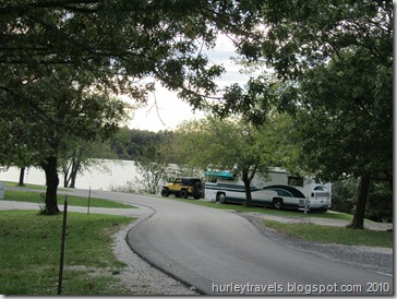Here we are at our spot on Loop B, just up the hill from Lake Rathbun.  We like the room between sites and the lovely, Midwest setting in the oak and maple trees.