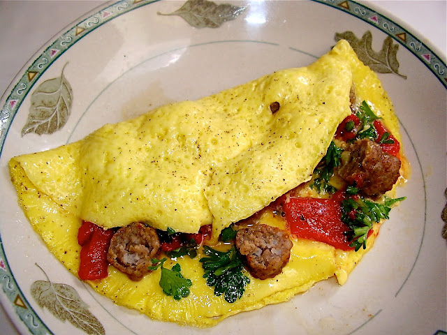 Roasted Peppers with Sausage Omelet