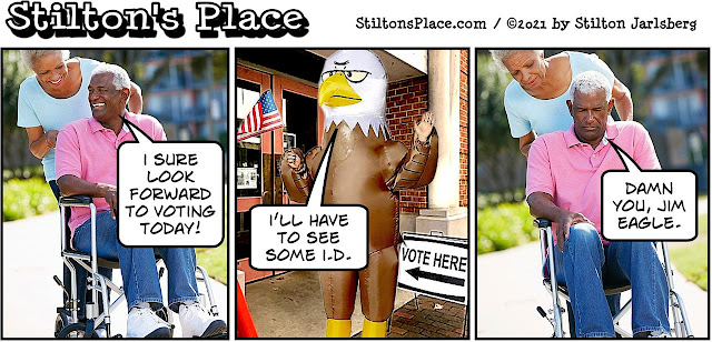 stilton’s place, stilton, political, humor, conservative, cartoons, jokes, hope n’ change, biden, voting, jim crow, jim eagle, race, black, georgia