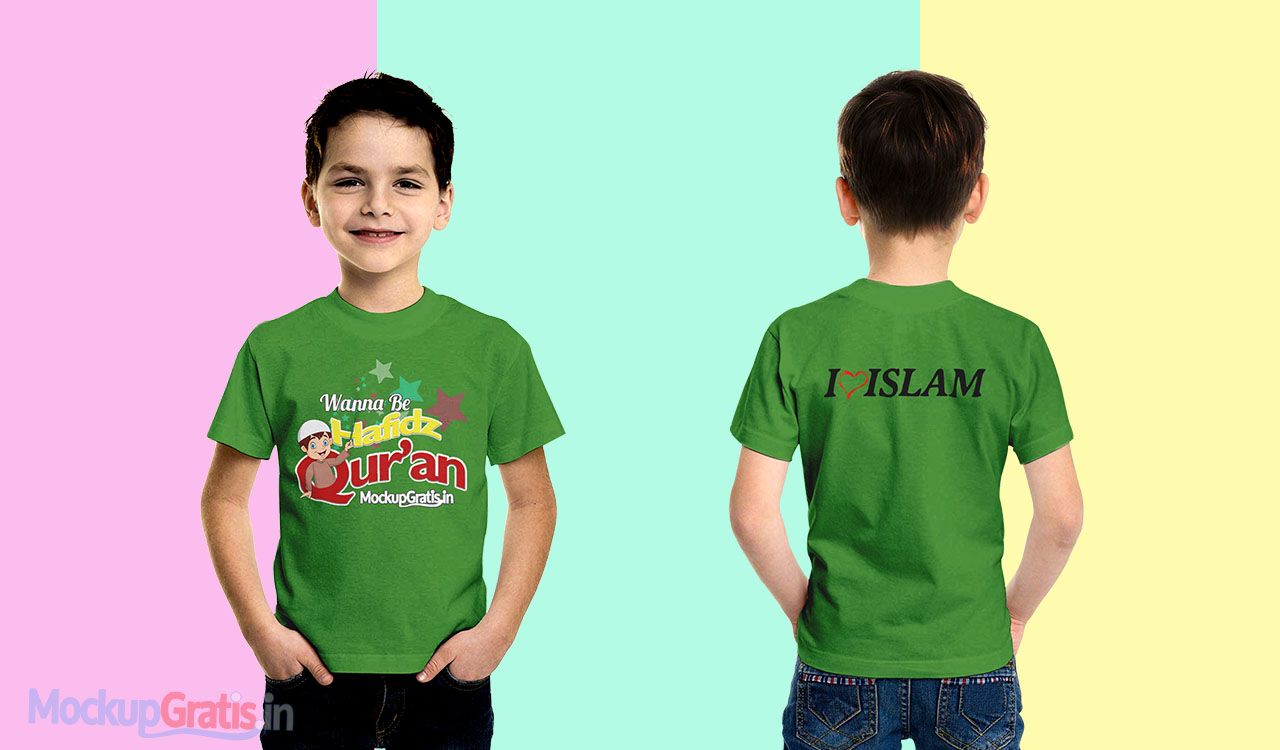 Download PSD Mockup Kaos Anak Laki-Laki Gratis