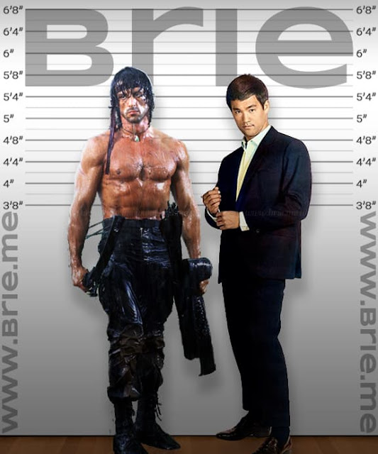 Sylvester Stallone height comparison with Bruce Lee