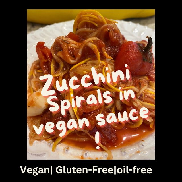 zucchini spaghetti in a marinara sauce, vegan