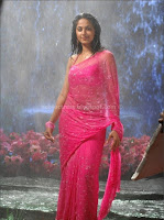 Anuksha, hot, navel, images, in, pink, saree