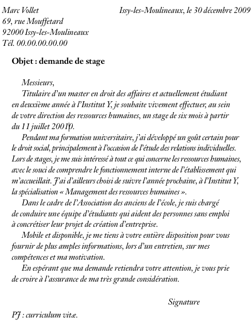 Culture Française: La lettre de motivation