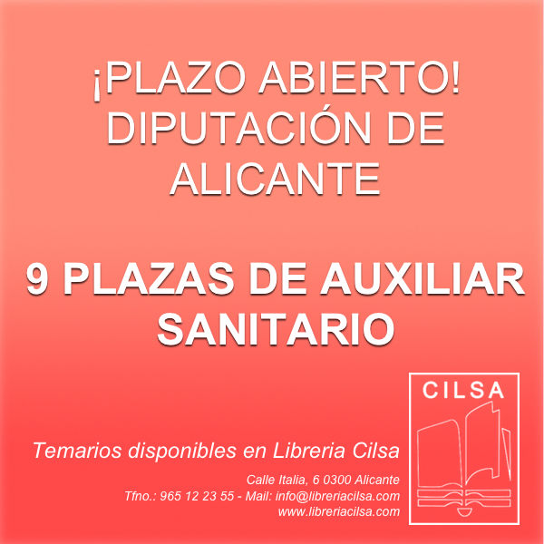 Auxiliar Sanitario Diputación Alicante, Temarios disponibles en Librería Cilsa.