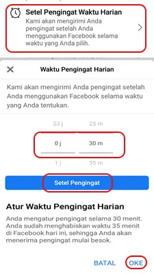 Aktifkan pengingat waktu di facebook