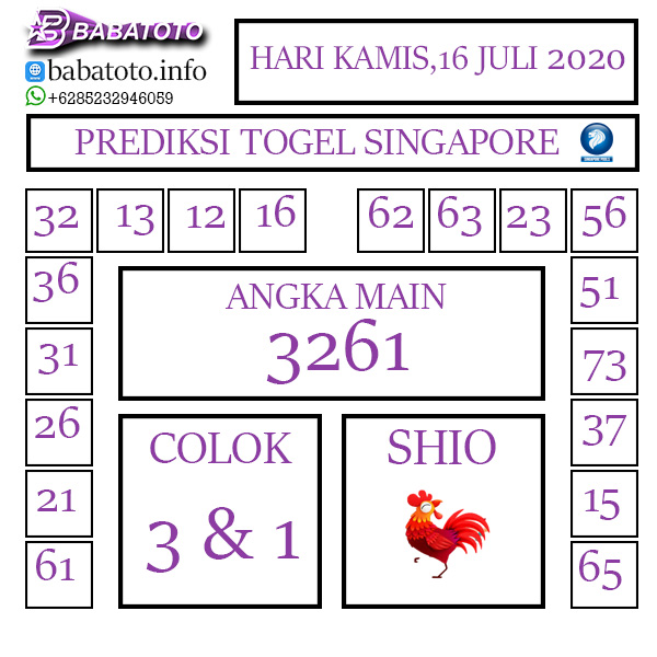 PREDIKSI TOGEL SINGAPORE 16 JULI 2020