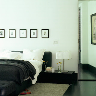 black and white bedroom