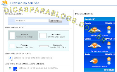 mostrar previsão do tempo no blogger