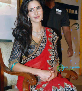 Katrina Kaif In Red Saree Hot Stills 2013
