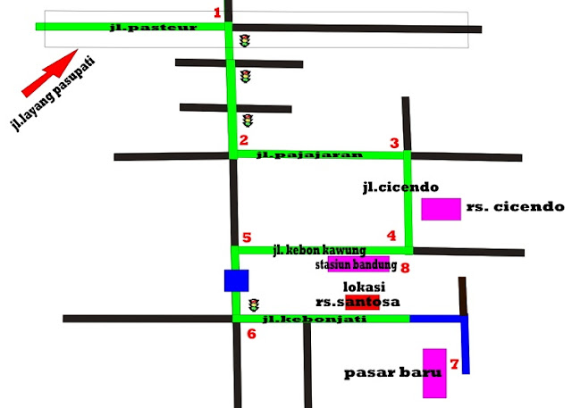 Peta bergambar hijau adalah rute jalan yang mesti dilalui .