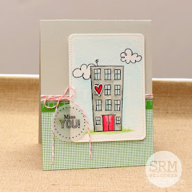 SRM Stickers Blog - Miss You Card by Tessa Wise - #card #cardmaking #twine #stickers #clearstamps #janesdoodles #stickerstitches #stitches