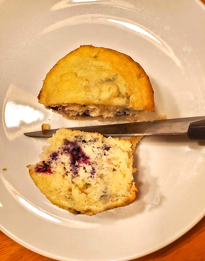 sliced blueberry muffins