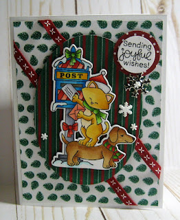 Sending joyful wishes by Tracie C. features Holiday Post by Newton's Nook Designs; #inkypaws, #newtonsnook, #cardchallenge, #cardmaking, #christmascards, #holidaycards