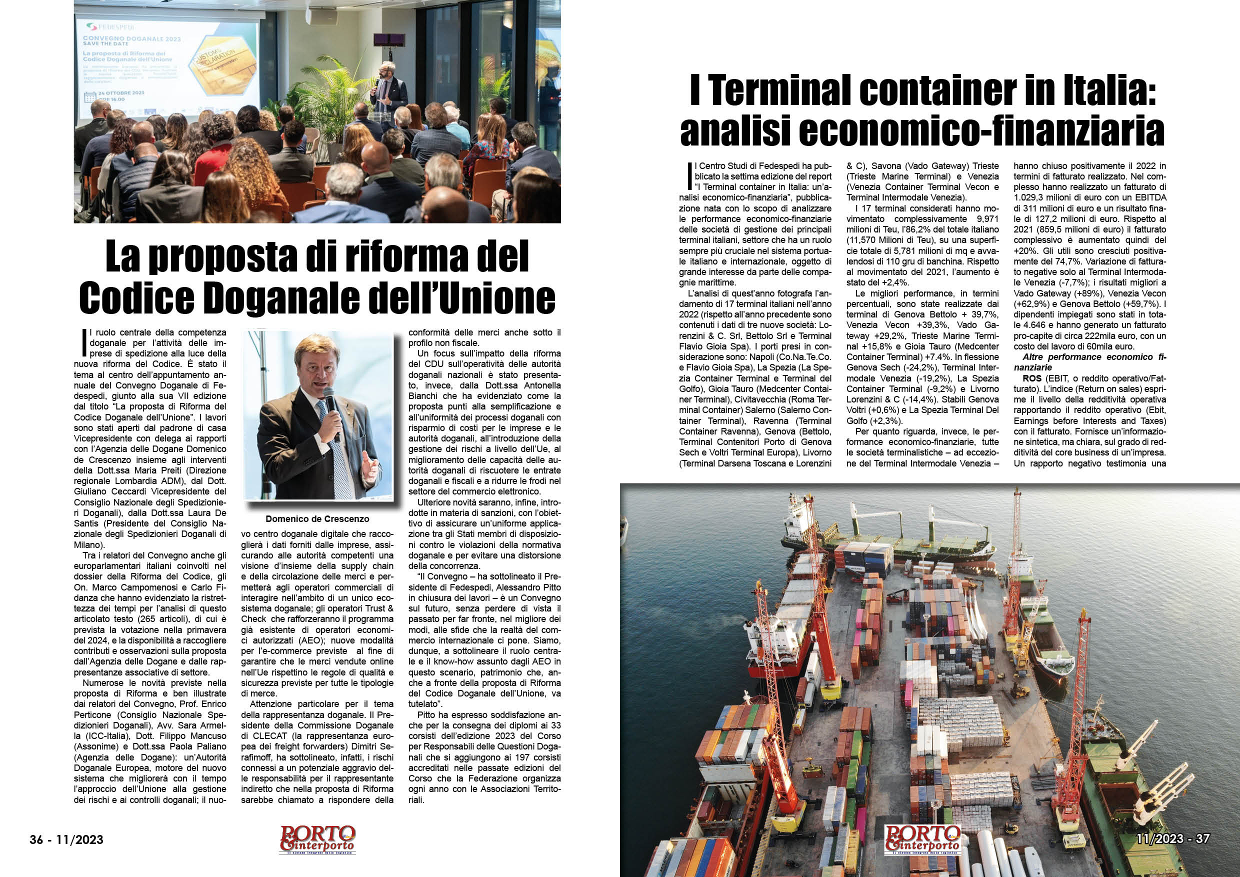 NOVEMBRE 2023 PAG. 37 - I Terminal container in Italia: analisi economico-finanziaria