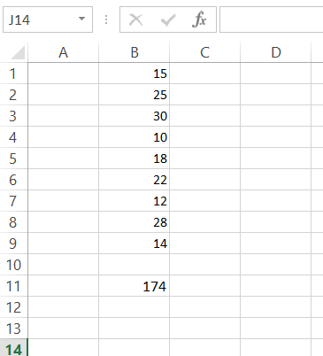 Sample worksheet with one formula