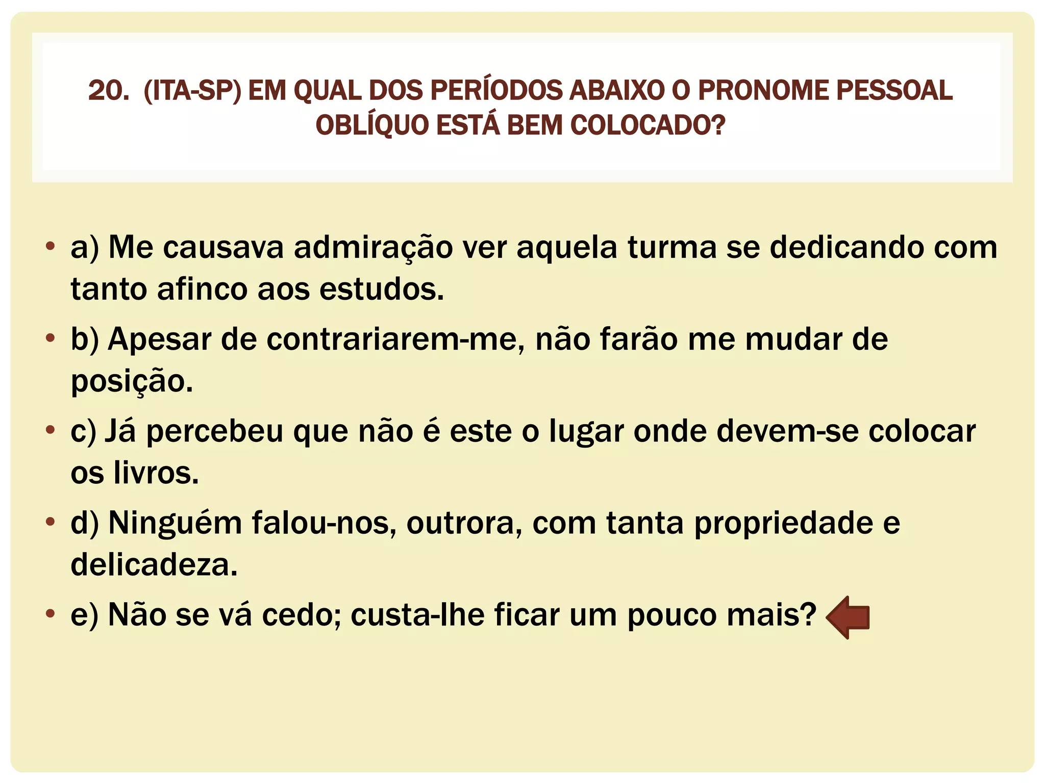 Colocação pronominal exercícios com gabarito