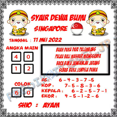 Prediksi Dewa Bumi Togel Singapura Rabu 11 Mei 2022