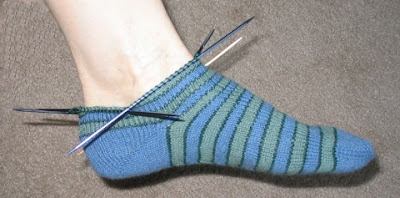 I just turned the heel on this 1st toe-up sock.