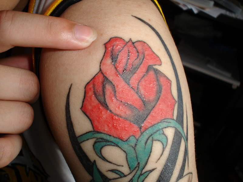 	heart and Rose Tattoo on Arm	