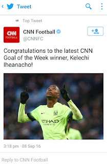 Kelechi Iheanacho Wins CNN Goal Of The Week