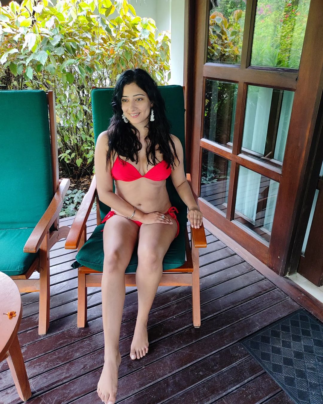 Niharica Raizada red bikini sexy body cleavage