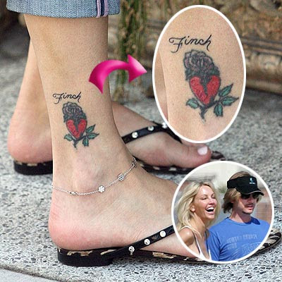 rose and heart tattoos. including a heart and rose