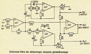 Schemat filtru do aktywnego zespołu głośnikowego