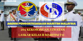 204 Kekosongan Agensi Penguatkuasaan Maritim Malaysia ~ Minima SPM Layak Memohon