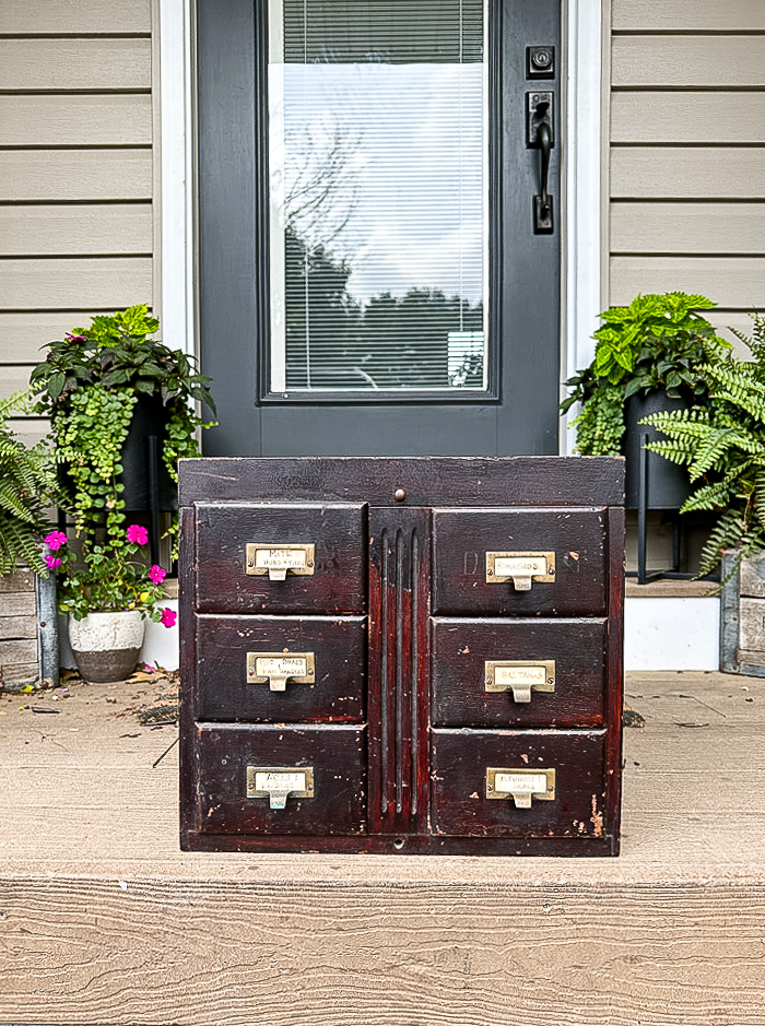 Antique card catalog before