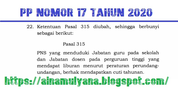 PP Nomor 17 Tahun 2020, Guru Dan Dosen Berhak Mendapatkan Cuti Tahunan