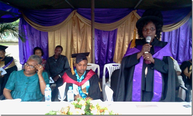 Mkuu wa Chuo cha Mafunzo ya Jinsia, Dk. Diana Mwiru (kulia) akihutubia katika hafla hiyo
