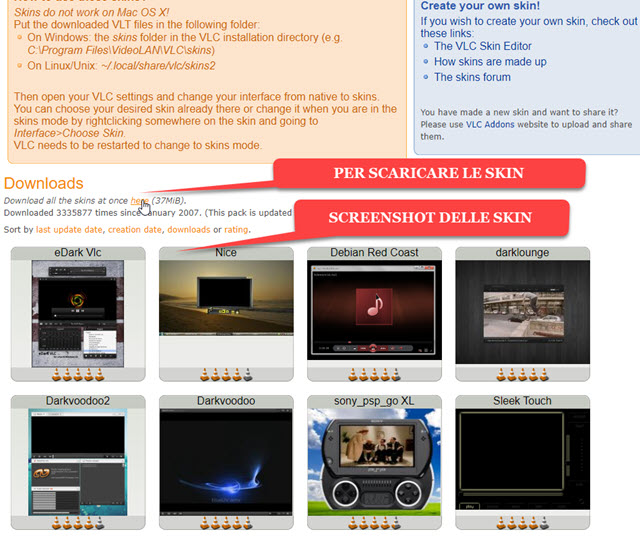 scaricare skin per VLC
