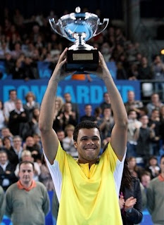 Photo of Tsonga with trophy in Marseille 2009 final