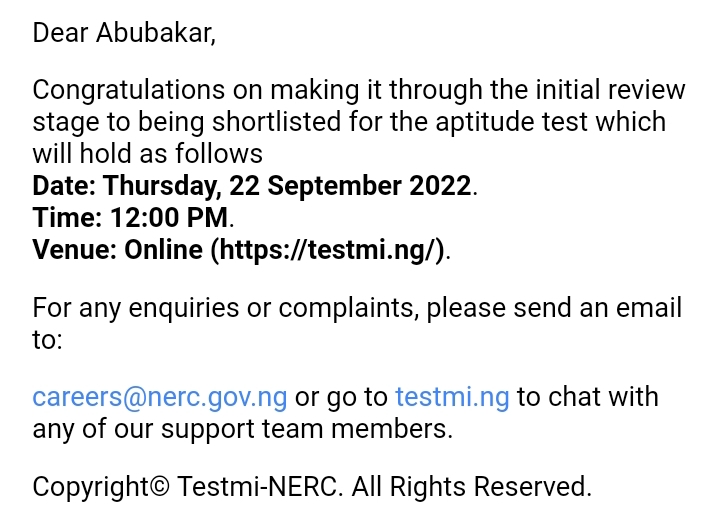 Just In: Nigerian Electricity Regulatory Commission (NERC) Recruitment Team Begin Shortlisting Applicants for the Aptitude Test