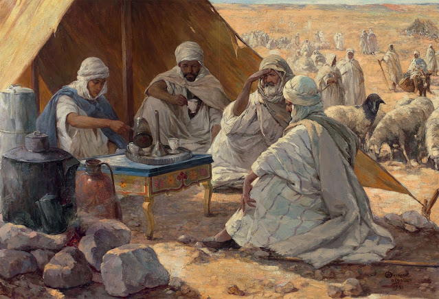 Un après-midi au Sahara, 1931 -  Émile Deckers (Belge - 1885-1968) - Huile sur toile