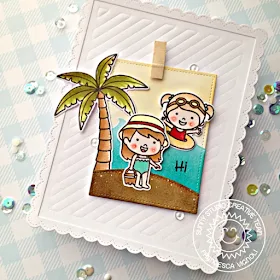 Sunny Studio Stamps: Coastal Cuties Best Fishes Woodland Border Dies Catch A Wave Dies Wrap Around Box Dies Summer Themed Cards by Franci Vignoli and Mona Toth