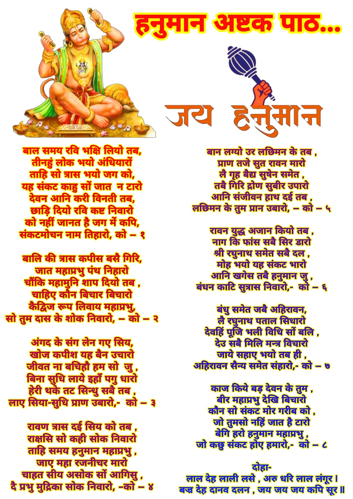 hanuman ashtak in hindi lyrics image