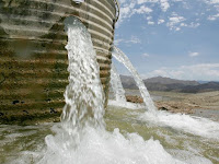 Water from the Colorado River flows into a pond at the Thomas E. Levy Groundwater Replenishment Facility in La Quinta. (Photo Credit: Jay Calderon/The Desert Sun) Click to Enlarge.