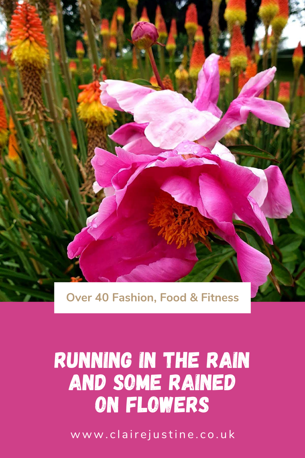 Running In The Rain And Some Rained On Flowers.