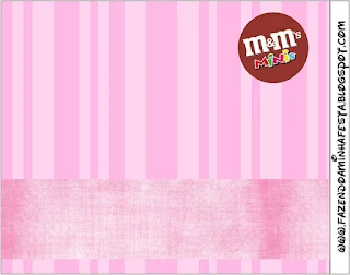 Pink Stripes Free Printable M&M Labels.