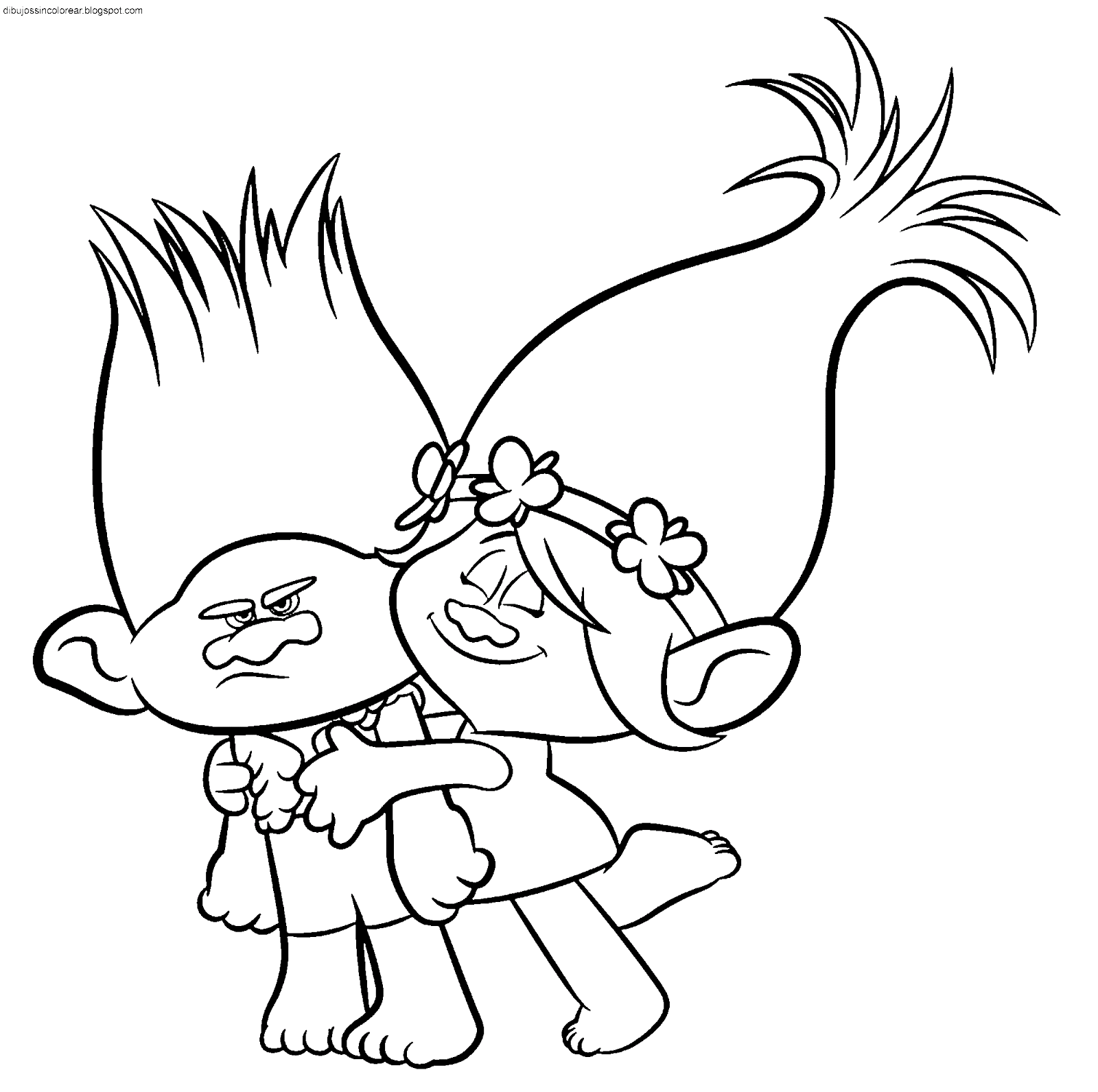  Dibujos  Sin Colorear  Dibujos  de  personajes de  Trolls  para  