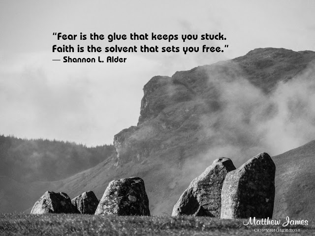 “Fear is the glue that keeps you stuck. Faith is the solvent that sets you free.” ― Shannon L. Alder