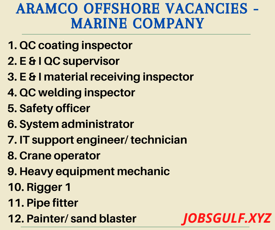 Aramco offshore vacancies - Marine company