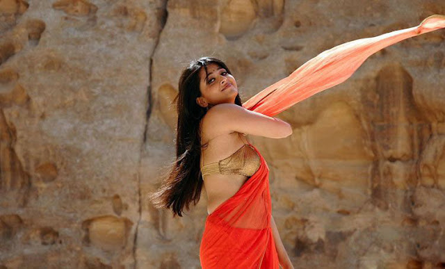 Anushka Hot In Red Saree