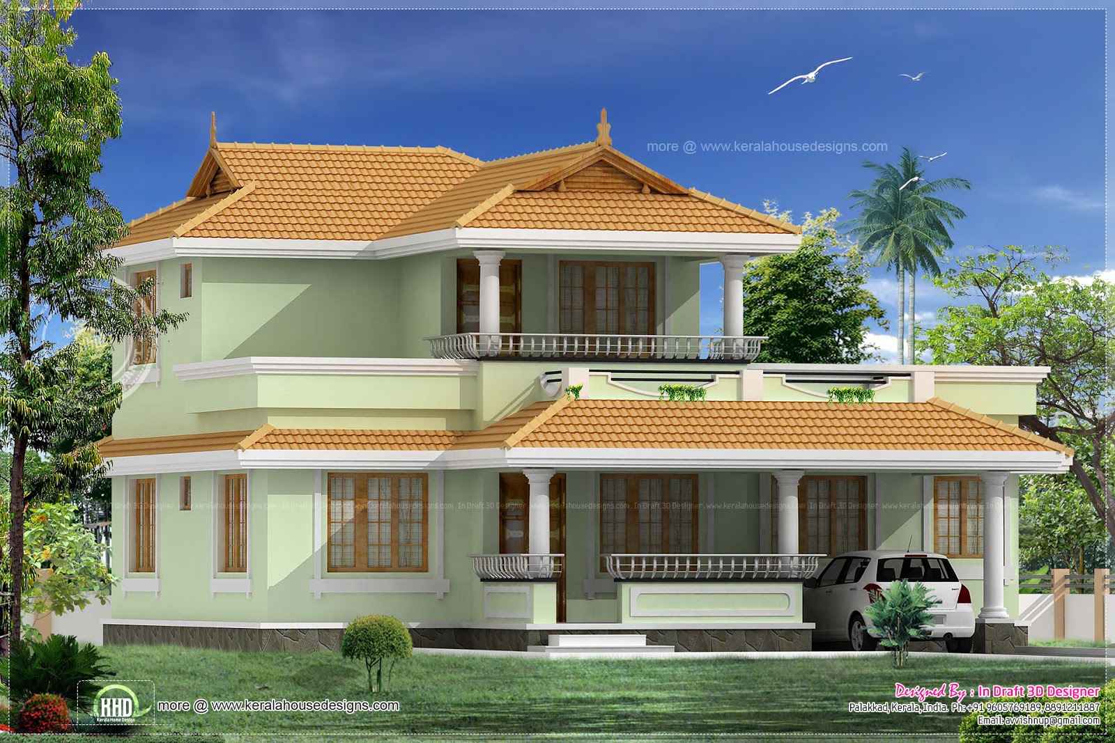 3 Bed room Kerala  traditional villa in 1754 sqft House  