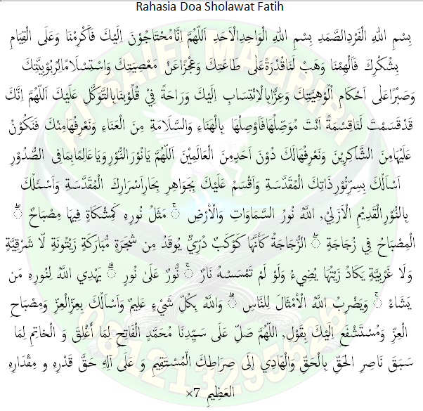 Rahasia Doa Sholawat Fatih