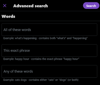 Searching for Words in Twitter Advanced Search